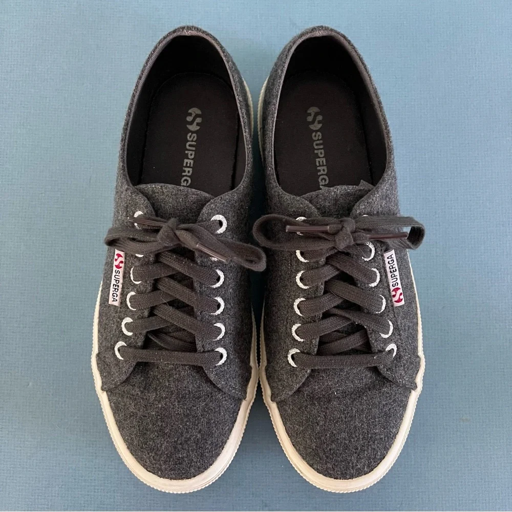 Superga 2750 Gray‎ Wool Blend Lace Up Sneakers